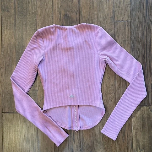 ALO Yoga Ribbed Stardust Long Sleeve in Pink Dusty Rose XXS - Picture 5 of 7
